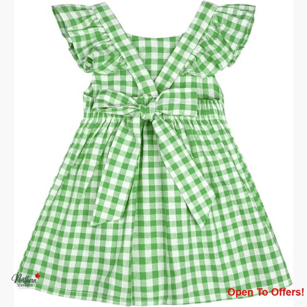Polyester Flutter Sleeve Plaid Dress A-Line Knee Length Backless